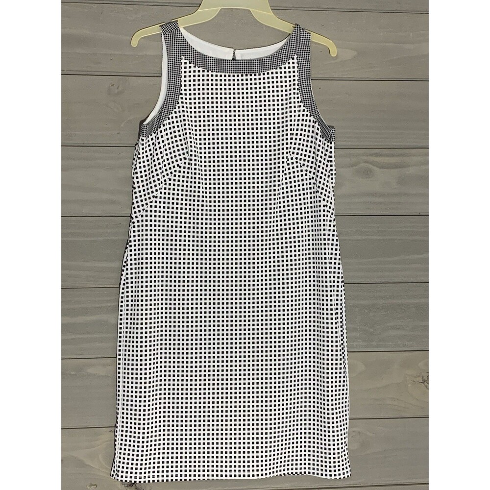 Ann Taylor Shift Dress Womens Petite XS Black White Professional Office
